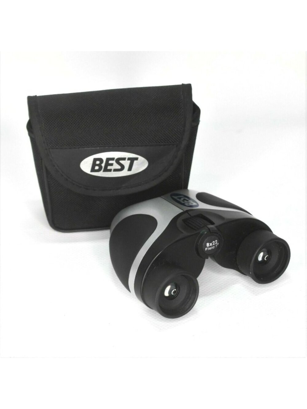 Best 8x22 Compact Binoculars Gray Orange Lens Pocket Size Travel Hiking Case